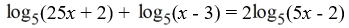 Solve the logarithmic equation. Round the answer to two decimal places if necessary.