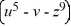 <strong>Write the expression as a single logarithm. 5log u - log v - 9log z</strong> A) log B) log C) log D) log