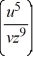 <strong>Write the expression as a single logarithm. 5log u - log v - 9log z</strong> A) log B) log C) log D) log