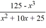 For the rational function f (x)  =   , find all vertical and horizontal asymptotes. A)  vertical asymptote at 5, there is no horizontal asymptote B)  vertical asymptote at -5, horizontal asymptote at 5 C)  vertical asymptote at -5, there is no horizontal asymptote D)  vertical asymptote at 5, horizontal asymptote at -5
