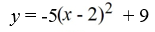Find the standard form of the equation of a parabola whose vertex is (2, 9)  and passes through the point (7, -116) . A)    B)    C)    D)   