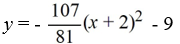Find the standard form of the equation of a parabola whose vertex is (2, 9)  and passes through the point (7, -116) . A)    B)    C)    D)   