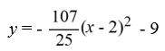 Find the standard form of the equation of a parabola whose vertex is (2, 9)  and passes through the point (7, -116) . A)    B)    C)    D)   