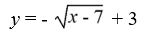 The graph of y =   is reflected about the x-axis and shifted to the right 3 and up 7. Write the resulting function. A)    B)    C)    D)   