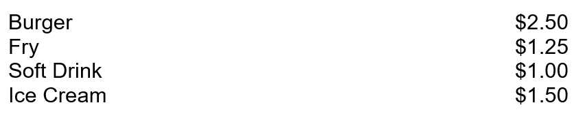 Burger Queen offers a lunch meal deal for its customers. The customer will get a burger, fry, soft drink, and ice cream for $5. If the customer were to buy each item individually, the cost would be broken down as follows:   Using the stand-alone cost allocation, how must of the transaction price should be allocated to the burger? (do not round intermediary calculations)  A)  $2.00 B)  $2.50 C)  $2.10 D)  $2.40