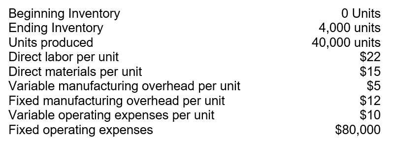 The following information applies to Hawks Corporation:   Using absorption costing, what will Hawks record as total cost of goods sold, assuming no variances were reported? A) $1,512,000. B) $1,872,000. C) $1,944,000. D) $2,916,000.