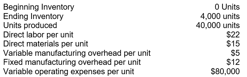 The following information applies to Hawks Corporation:   Using absorption costing, what will Hawks record as operating income if the units were sold for $95 each and assuming no variances were reported? A) $556,000. B) $988,000. C) $1,036,000. D) $1,108,000.