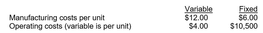 During 2025, inventory increased by 7,000 units. The following information for the company is available:   If the company uses absorption costing rather than variable costing, the effect on operating income would be a A) $42,000 decrease. B) $42,000 increase. C) $52,500 increase. D) $52,500 decrease.