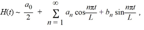 Consider the following periodic function with period 6: H(t) =    H(t + 12) = H(t) The Fourier series representation for H(t) has the form ‪    where 12 is the period of H(t). What is the coefficient   ? Express your answer as a simplified fraction.