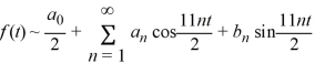Consider the following periodic function with period   : f (t) =   f   = f (t) The Fourier representation has the form    What is the value of   ?
