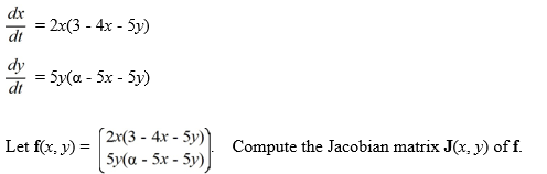 Suppose α is a positive real parameter. Consider this competing species model: ‪  