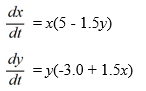 Consider the following Lotka-Volterra system of equations:     Determine all critical points for this system.