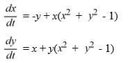 Consider the following nonlinear system:     Convert this system into an equivalent system in polar form.