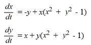 Consider the following nonlinear system:   Which of these statements is true? Select all that apply. A)  There are no isolated closed trajectories for this system. B)  For r > 0, the corresponding solution trajectories spiral outward away from r = 1 in a counterclockwise fashion. C)  For 0 < r < 1, the corresponding solution trajectories spiral toward the origin in a counterclockwise fashion. D)  The unit circle is a semistable limit cycle. E)  The unit circle is an unstable limit cycle.