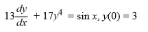 Consider the following initial value problem   How would you need to rewrite this problem in order to apply Euler's method to approximate the solution of this problem at a value of x? A)   B)   C)    D)  