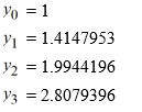  <strong>Consider the initial value problem   This question is related to using the fourth-order backward differentiation formula to estimate the solution y(0.2) using a step size of h = 0.05 . For the following problem, you will need these values to carry out the computation:   Which of the following expressions represents the error   incurred in using this method to estimate y(0.2)?</strong> A)   y(0.2)+y_{4}   B)   y(0.2)-y_{4}   C)   y_{4}-0.2   D)   y_{4}+0.2   <div style=padding-top: 35px>  