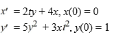 Consider the system of initial value problems given by     This problem can be expressed using matrix notation as      When using the Euler method with h = 0.05, how many iterations n do you need in order to estimate the solution at t = 2 × 0.05? n = _______