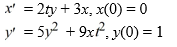 Consider the system of initial value problems given by   This problem can be expressed using matrix notation as   When using the Euler method with h = 0.1,   = ________<div style=padding-top: 35px> 