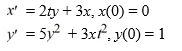 Consider the system of initial value problems given by   This problem can be expressed using matrix notation as   where   When using the Euler method with h = 0.1, t<sub>2</sub> = ________<div style=padding-top: 35px> 