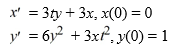 Consider the system of initial value problems given by   This problem can be expressed using matrix notation as   where   When using the improved Euler method with h = 0.05, how many iterations n do you need in order to estimate the solution y<sub>n</sub> at t = 0.10? n = ________<div style=padding-top: 35px> 