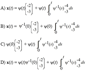 Consider the first-order nonhomogeneous initial value problem   Given a fundamental matrix   (t) for the system, what is the solution of this system if it is equipped with the initial condition x(0) = X<sub>0</sub>?  