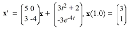  Consider the first-order nonhomogeneous initial value problem   Which of these is the fundamental matrix   (t)  for this system? A)    \psi(t) =\left(\begin{array}{ll}-9 e^{-5 t} & e^{-4 t} \\ 3 e^{-5 t} & 0\end{array}\right)    B)    \psi(t) =\left(\begin{array}{ll}-9 e^{-5 t} & 0 \\ 3 e^{-5 t} & e^{-4 t}\end{array}\right)    C)    \psi(t) =\left(\begin{array}{l}9 e^{5 t} e^{-4 t} \\ 3 e^{5 t} 0\end{array}\right)    D)    \psi(t) =\left(\begin{array}{ll}9 e^{5 t} & 0 \\ 3 e^{5 t} & e^{-4 t}\end{array}\right)  