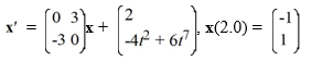  Consider the first-order nonhomogeneous initial value problem   Which of these is the fundamental matrix   (t)  for this system? A)    \psi(t) =\left[\begin{array}{ll}-\sin (3 t)  & \cos (3 t)  \\ \cos (3 t)  & -\sin (3 t) \end{array}\right)    B)    \Psi(t) =\left(\begin{array}{ll}\sin (3 t)  & -\cos (3 t)  \\ -\cos (3 t)  & \sin (3 t) \end{array}\right)    C)    \psi(t) =\left(\begin{array}{ll}\sin (3 t)  & \cos (3 t)  \\ \cos (3 t)  & \sin (3 t) \end{array}\right)    D)    \psi(t) =\left(\begin{array}{ll}\sin (3 t)  & -\cos (3 t)  \\ \cos (3 t)  & \sin (3 t) \end{array}\right)  