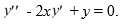 Consider the second-order differential equation    Assume a solution of this equation can be represented as a power series    Write down the following explicit formulas for the coefficients C<sub>n</sub>: C<sub>2n</sub>= ________, n = 0, 1, 2, ... C<sub>2n</sub>+1= ________, n = 0, 1, 2, ...