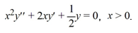  <strong>Find the general solution of the Cauchy Euler differential equation   .</strong> A)   y=C_{1} x^{-\frac{1}{2}}+C_{2} x^{\frac{1}{2}}   B)   y=C_{1} x^{\frac{1}{2}}+C_{2} x^{\frac{1}{2}} \ln x   C)   y=C_{1} x^{-\frac{1}{2}}+C_{2} x^{-\frac{1}{2}} \ln x   D)   y=x^{-\frac{1}{2}}\left(C_{1} \sin \frac{1}{2} \ln x+C_{2} \cos \frac{1}{2} \ln x\right)   E)   y=x^{-\frac{1}{2}}\left(C_{1} \sin \ln \frac{1}{2} x+C_{2} \cos \ln \frac{1}{2} x\right)   F)   y=x^{\frac{1}{2}}\left(C_{1} \sin -\frac{1}{2} \ln x+C_{2} \cos -\frac{1}{2} \ln x\right)   <div style=padding-top: 35px>  