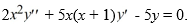  <strong>Consider the second-order differential equation:   . Which of these is the recurrence relation for the coefficients?</strong> A)   a_{n}=\frac{-2(n+r-1) a_{n-1}}{(2(n+r)+5)(n+r+1)}, n \geq 1   B)   a_{n}=\frac{2(n+r-1) a_{n-1}}{(2(n+r)-5)(n+r+1)}, n \geq 1   C)   a_{n}=\frac{-2(n+r-1) a_{n-1}}{(2(n+r)-1)(n+r+5)}, n \geq 1   D)   a_{n}=\frac{2(n+r-1) a_{n-1}}{(2(n+r)+1)(n+r-5)}, n \geq 1   <div style=padding-top: 35px>  