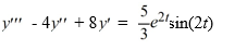  What is the form of a particular solution of the following nonhomogeneous differential equation?   All capital letters in the choices represent arbitrary real constants. A)    (A t+B)  e^{2 t} \sin (2 t)    B)    A e^{2 t} \sin (2 t) +B e^{2 t} \cos (2 t)    C)    A e^{2 t} \sin (2 t)    D)    (A t+B)  e^{2 t} \sin (2 t) +(C t+D)  e^{2 t} \cos (2 t)    E)    (A t+B)  e^{2 t}(\sin (2 t) +\cos (2 t) )  