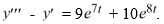 Consider the nonhomogeneous differential equation   The functions   form a fundamental set of solutions of the corresponding homogeneous equation    Suppose the method of variation of parameters is to be used to find a particular solution Y<sub>p</sub> of the nonhomogeneous differential equation. Then,   for appropriately-chosen functions   As part of the process of forming this solution, find the following quantities.   
