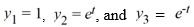 Consider the nonhomogeneous differential equation   The functions   form a fundamental set of solutions of the corresponding homogeneous equation    Suppose the method of variation of parameters is to be used to find a particular solution Y<sub>p</sub> of the nonhomogeneous differential equation. Then,   for appropriately-chosen functions   As part of the process of forming this solution, find the following quantities.   