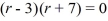 <strong>For which of these differential equations is the characteristic equation given by ?</strong> A) + 4 - 21y = 0 B) ( - 3)( + 7) = 0 C) + 4 - 21 = 0 D) - 4 - 21 = 0