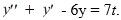  Use variation of parameters to find the general solution of the nonhomogeneous differential equation    A)    y(t) =C_{1} e^{-2 t}+C_{1} e^{-3 t}+\frac{7}{2} t^{2}   B)    y(t) =C_{1} e^{-2 t}+C_{1} e^{3 t}+\frac{7}{18}(3 t+1)    C)    y(t) =C_{1} e^{2 t}+C_{1} e^{-3 t}+\frac{7}{36}(6 t+1)    D)    y(t) =C_{1} e^{2 t}+C_{1} e^{-3 t}-\frac{7}{36}(6 t+1)  