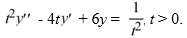  Use variation of parameters to find the general solution of the nonhomogeneous Cauchy Euler differential equation    A)    y(t) =C_{1} e^{-2 t}+C_{1} e^{-3 t}-\frac{1}{t}   B)    y(t) =C_{1} e^{2 t}+C_{1} e^{3 t}-\frac{1}{t}   C)    y(t) =C_{1} t^{2}+C_{1} t^{3}+\frac{6}{5 t^{2}}   D)    y(t) =C_{1} t^{2}+C_{1} t^{3}+\frac{1}{20 t^{2}}   E)    y(t) =C_{1} t^{2}+C_{1} t^{3}+\frac{1}{20 t^{2}}  . 