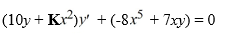 For what value of K is this differential equation exact? Enter the exact answer, not a decimal approximation.