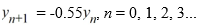 <strong>Consider the difference equation Find the explicit solution of this difference equation in terms of y<sub>0</sub> .</strong> A) y_{n}=-0.55 n y_{0}, n=0,1,2,3 \ldots B) y_{n}=(-0.55)^{n} y_{0}, n=0,1,2,3 \ldots C) y_{n}=-0.55^{n} y_{0}, n=0,1,2,3 \ldots D) y_{n}=\left(-0.55 y_{0}\right)^{n}, n=0,1,2,3