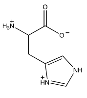 Which of the following structures shows the prevalent form of histidine at pH 5? A)     B)     C)     D)     E)  none of these choices