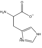 Which of the following structures shows the prevalent form of histidine at pH 5? A)     B)     C)     D)     E)  none of these choices