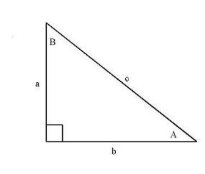  Find the following exactly using the figure given if  a=4  and  b=5 . Express your answers as unsimplified radicals when appropriate.     A)  \sin A^{\circ}  B)  \cos A^{\circ}  C)  \tan A^{\circ}  D)  \sin B^{\circ}  E)  \cos B^{\circ}  F)  \tan B^{\circ}