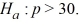 Identify the error in the following hypotheses:   versus  