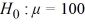 The provided figure displays the randomization distribution for testing   versus       The p-value for the sample mean   = 112 is closest to A)  0.01 B)  0.25