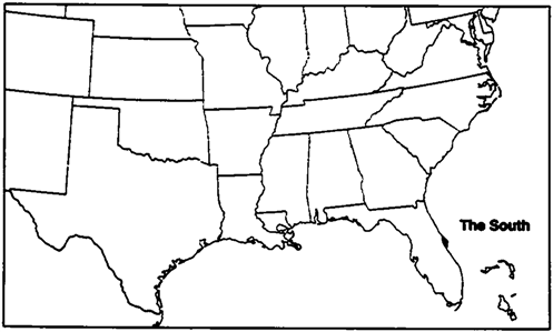 Part 1Create a legend on which you indicate the color chosen to designate the South after reconstruction. Part 2Color the former Confederate states with the pen color you have chosen. You will need one colored pen to complete this exercise. Use the map in Chapter 16 of the text entitled  The Reconstruction  as a guide.    Refer to Map Exercise 16-1. 
