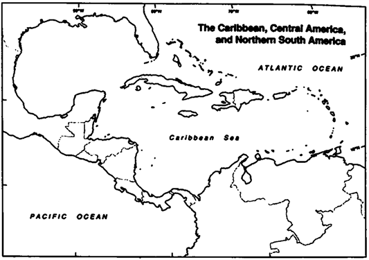 Using a highlight pen, shade all of the countries to which the United States sent troops in the late nineteenth and early twentieth centuries. Use the map  U.S. Hegemony in the Caribbean and Latin America  in the text as a reference.    Refer to Map Exercise 22-2. 