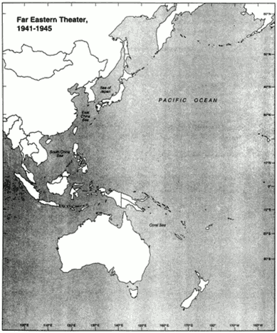 Using the map  The Pacific War  in the text as a reference, mark the routes of and indicate the dates of the U.S. advance against Japan. You will need pens of four different colors for this exercise. Refer to an historical atlas and to the map in your text titled  The Pacific War.     Refer to Map Exercise 23-2.