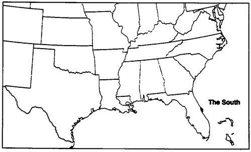 Map Exercise 16-1You will need one colored pen to complete this exercise On the outline map of the South that follows and using the map in Chapter 16 of the text entitled  The Reconstruction  as a guide:    Refer to Map Exercise 16-1  Draw the boundaries of the five military districts into which the former Confederate states were divided, and label each of the five districts