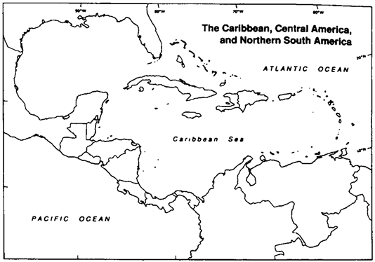 Map Exercise 22-2On the outline map that follows, and using the map  US Hegemony in the Caribbean and Latin America  in the text as a reference:    Refer to Map Exercise 22-2 Over what countries did the United States assume financial supervision in the early twentieth century? Where did such supervision last for the longest time?
