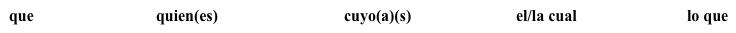 La ecología ¿Conoces los siguientes lugares y las siguientes personas relacionadas con la ecología? Combina las frases dadas con un pronombre relativo de la lista para crear cinco oraciones. Usa un pronombre relativo diferente en cada oración.    España usa mucha energía solar / es una energía renovable<div style=padding-top: 35px> 