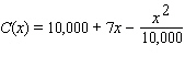 The function given below gives the cost to manufacture x items. Estimate (using h = 0.0001) the instantaneous rate of change of the cost at the production level   .    Select your answer rounded to the nearest tenth. A) 7.1 B) 6.9 C) 5.9 D) 7.9 E) 8.1